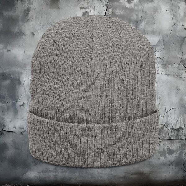 Ribbed Knit Beanie with Embroidered 'SQUATCH Be Different' Design - Image 4