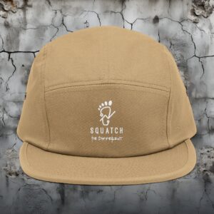 Outdoor 5 Panel Cap with Squatch Embroidery, Camping Hat
