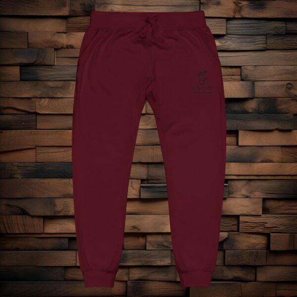 Cozy Embroidered Unisex Fleece Sweatpants - Black Logo - Image 7