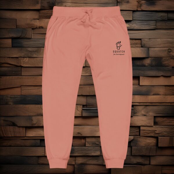 Cozy Embroidered Unisex Fleece Sweatpants - Black Logo - Image 3