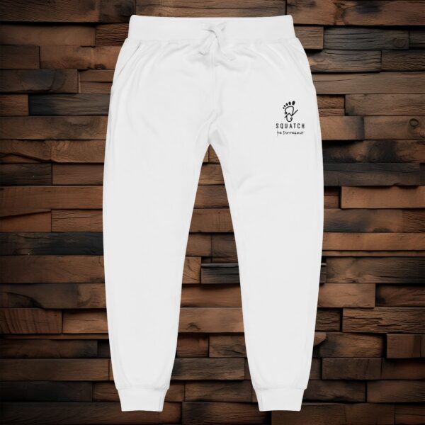 Cozy Embroidered Unisex Fleece Sweatpants - Black Logo - Image 5